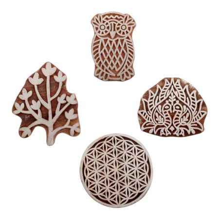 Set of 4 Piece New Mix Wooden Printing Block